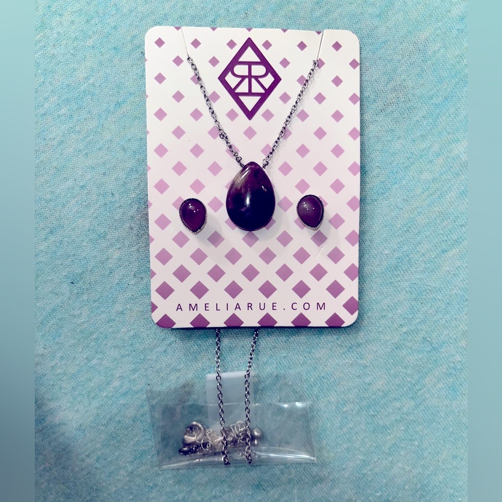Amelia Rue Purple Necklace and Earrings Set - **BRAND NEW; NEVER WORN OR USED**